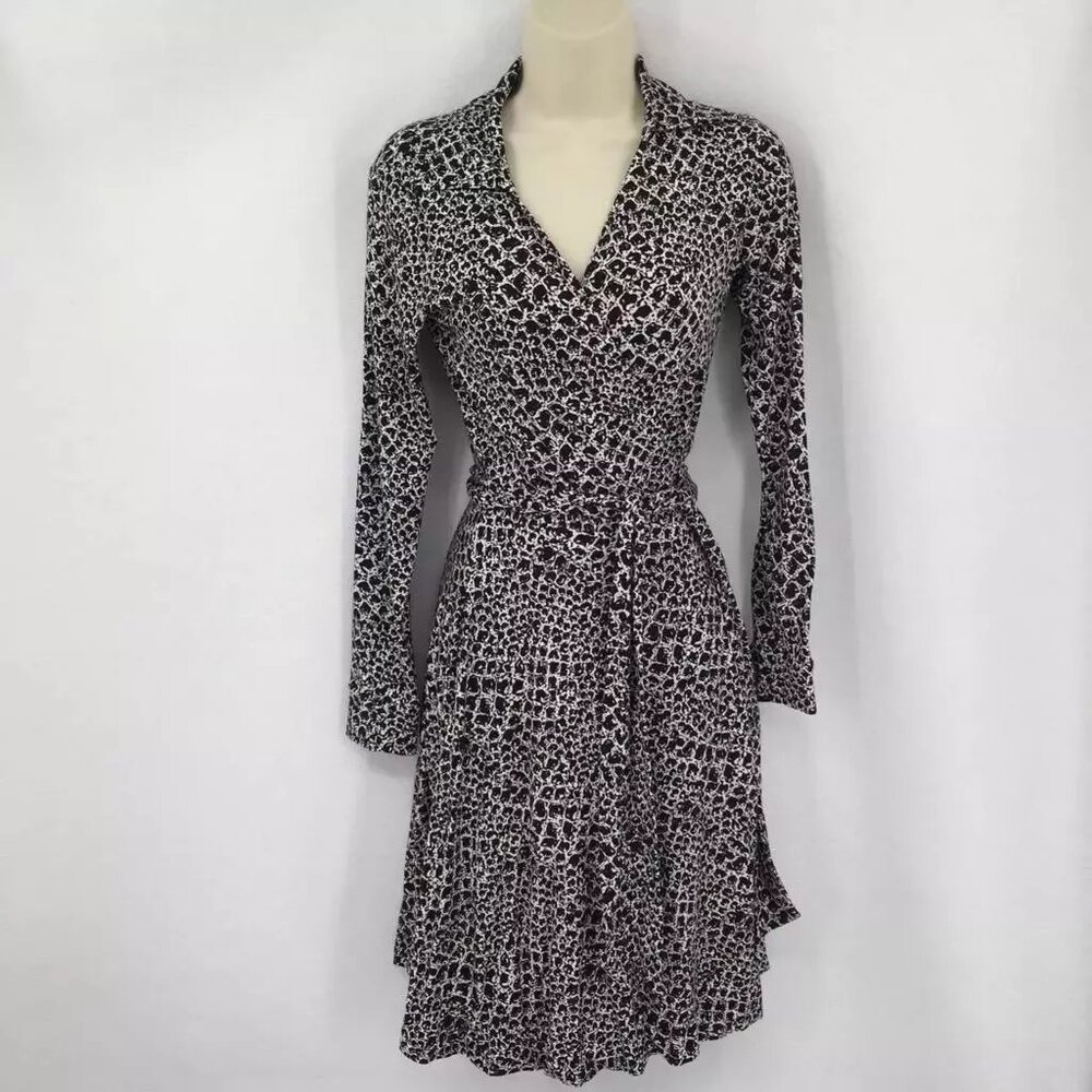 Diane von Furstenberg DVF Dotted Snake Black White Wrap Dress 2